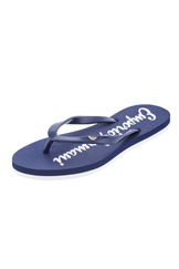 EMPORIO ARMANI Women Grey Flat Thong Rubber Sandals Flip Flops Summer Flat Shoes - Navy