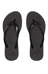 Armani Exchange Womens A|X Logo Plate Flip Flop - Black
