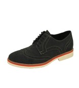 Natazzi Italian Napa Suede Calfskin Leather Shoes Hand Made Men's Player's Lace-Up Wingtip Oxford Shoe Model Armani S-6010 DK Gray