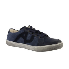 Armani Jeans Men's Blue Leather Suede Fashion Sneakers Shoes