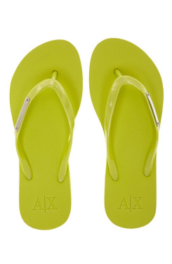 Armani Exchange Womens Logo Plate Flip Flop - Faded Lime
