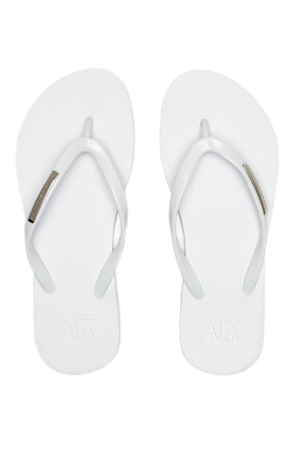 Armani Exchange Womens A|X Logo Plate Flip Flop - White — Armani Shoes