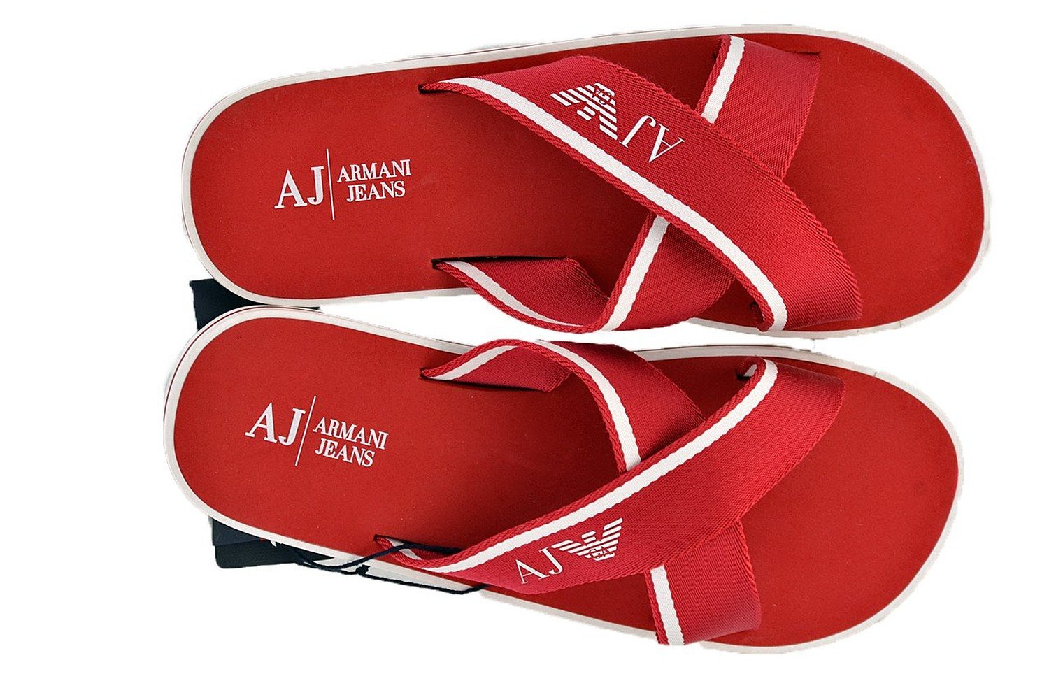 Armani Jeans 6545 Cross Flip Flops - Red — Armani Shoes