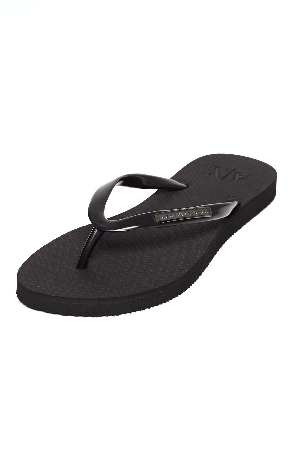 Armani Exchange Womens A|X Logo Plate Flip Flop - Black — Armani Shoes